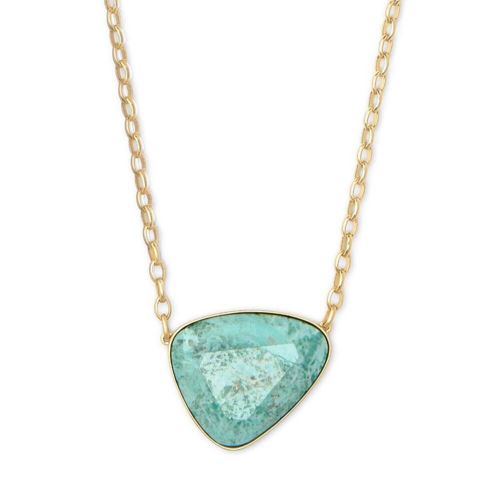 Kendra Scott Mckenna Gold Pendant Necklace In Sea Green Chrysocolla